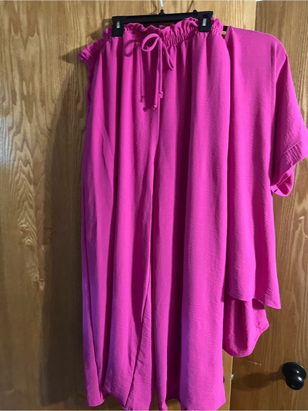 Chic Soul Wide-Leg Drawstring Pants - Bright Pink